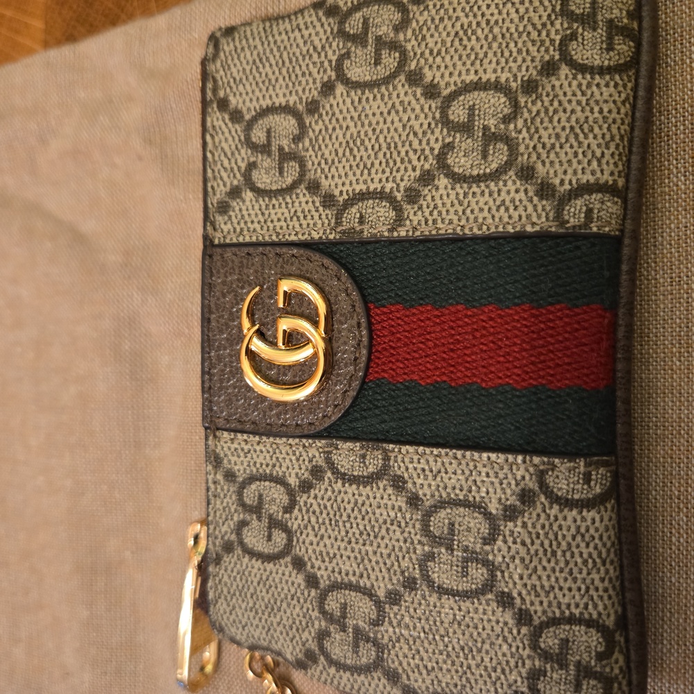 Gucci Beige and Brown Monogram Pouch - Picture 2 of 14